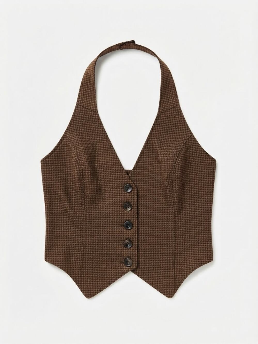 Urban Outfitters Plaid Halter Vest Women Small Brown Academic Tailored Wild West